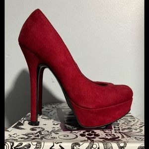 NWB - Brash Faux Suede Red Stiletto Pumps